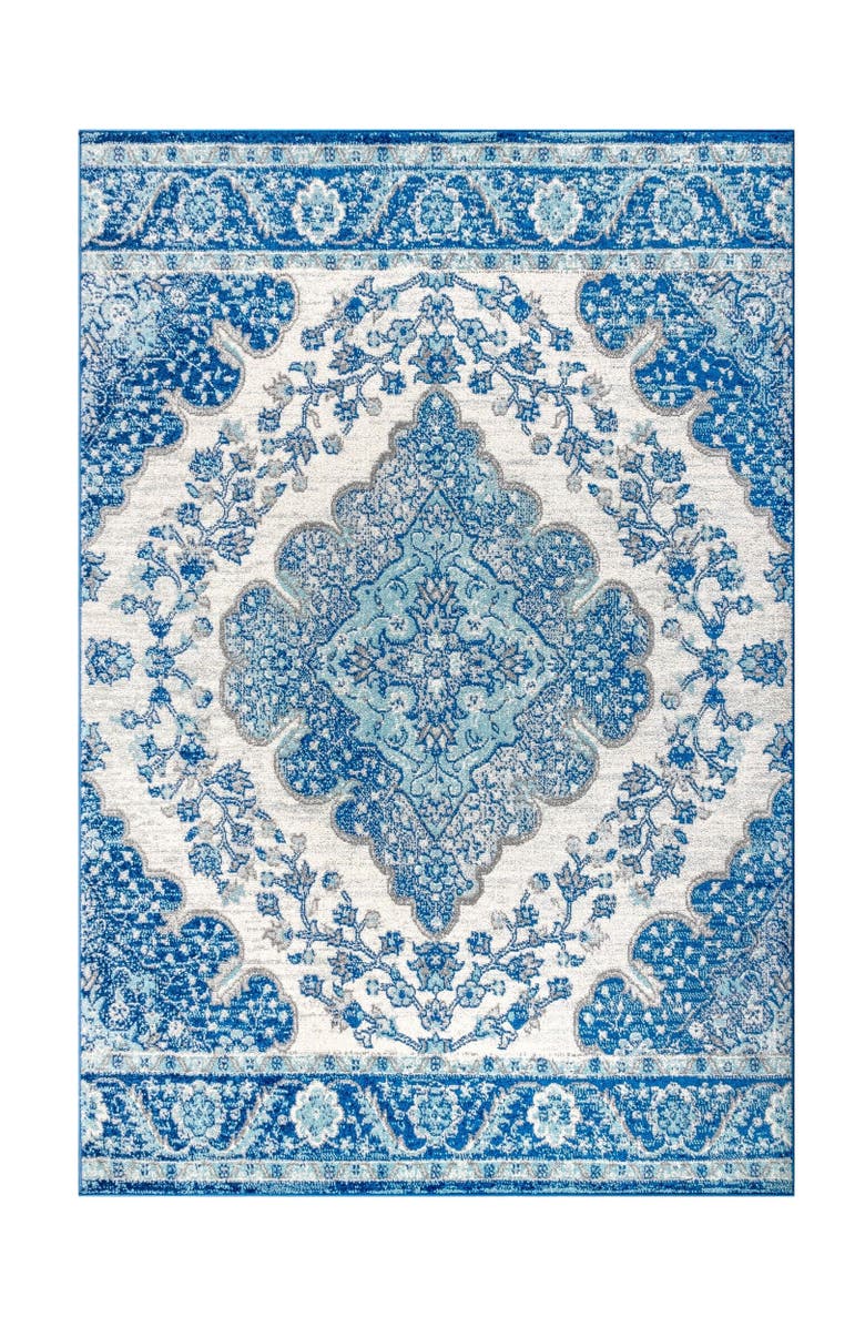 JONATHAN Y Bohemian FLAIR Boho Vintage Medallion Area Rug, Alternate, color, Cream/Blue