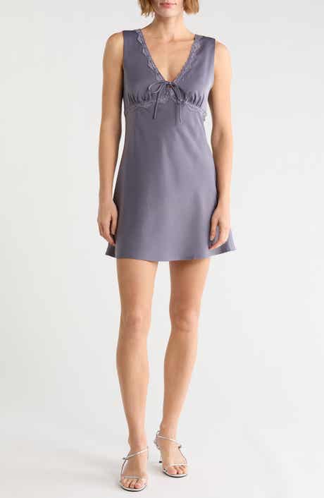 V-Neck Lace Trim Minidress