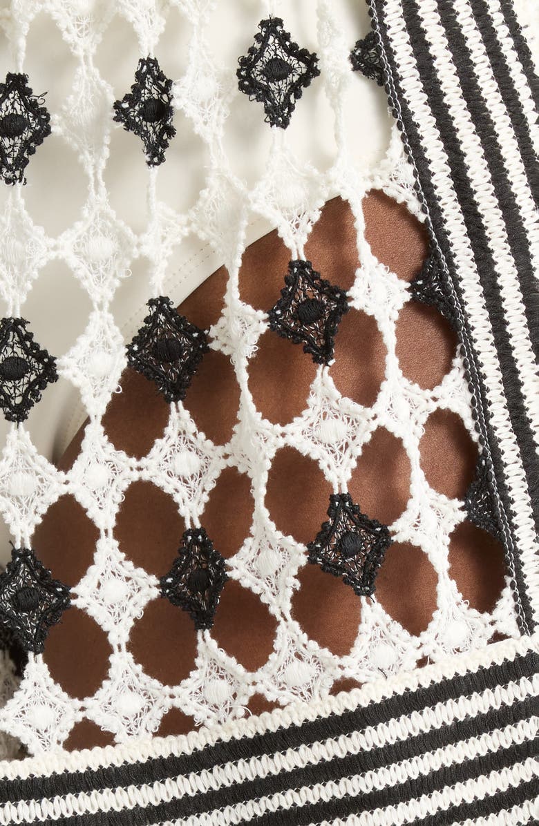 Ramy Brook Cordelia Open Knit Cover-Up Shorts, Alternate, color, Black/ Sandstone Crochet