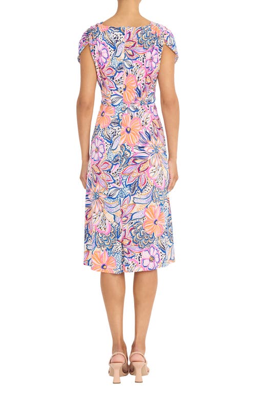 Maggy London Pleated Bodice Midi Dress In Ivory/pink