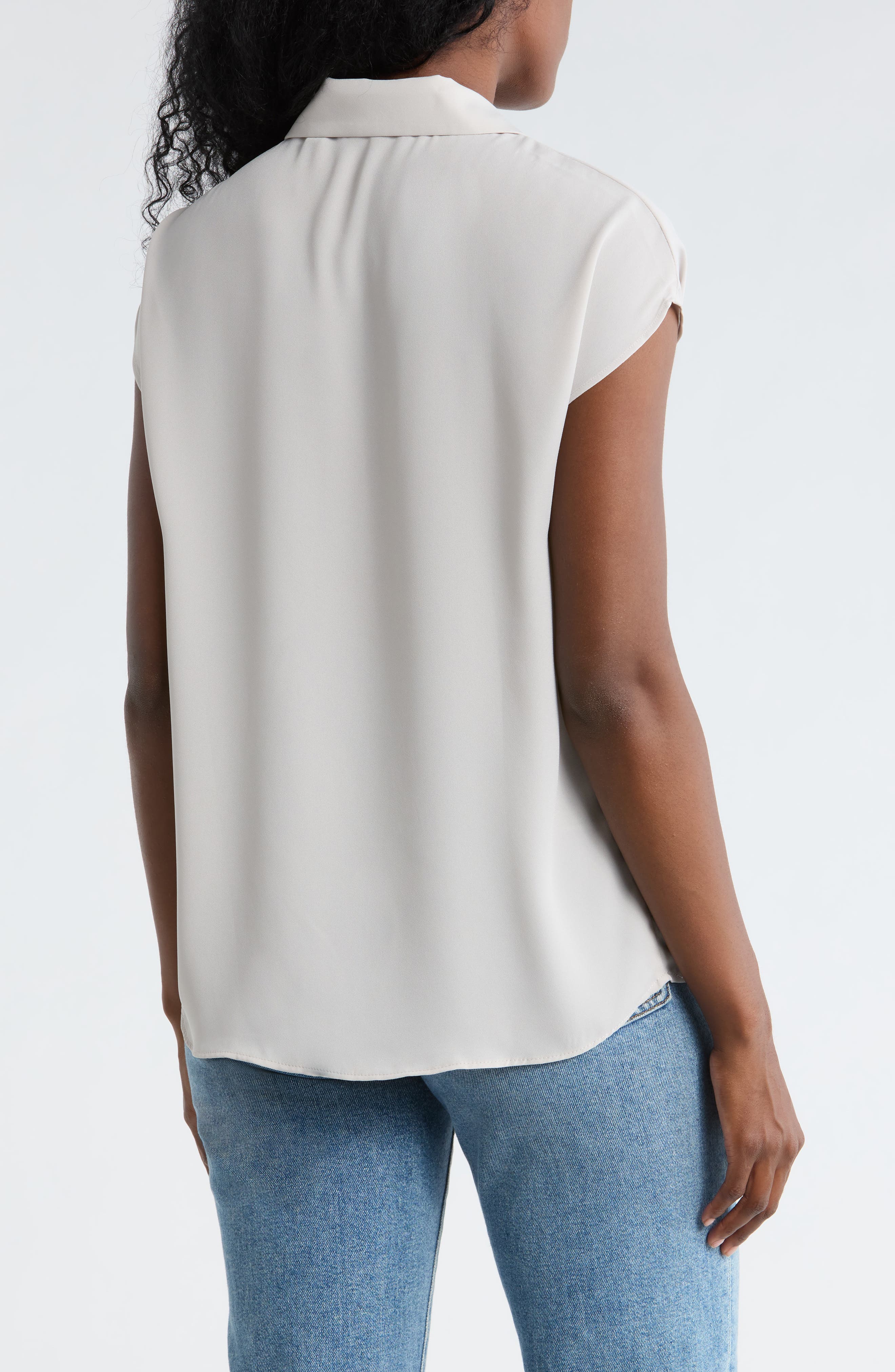 Cap Sleeve Button-Up Shirt - image 4