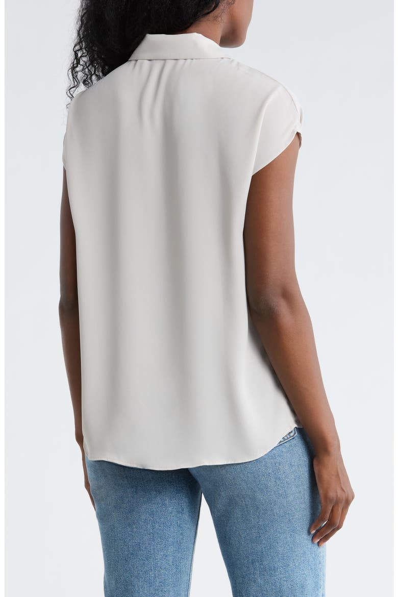 Cap Sleeve Button-Up Shirt, Alternate, color, PALE PLATINUM