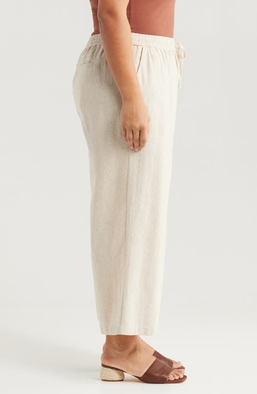 Caslon ® Stripe Tie Waist Wide Leg Linen Blend Pants In Brown