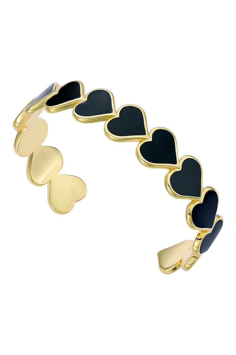 Haidyn Enamel Heart Cuff, Alternate, color, GOLD TONE BLACK
