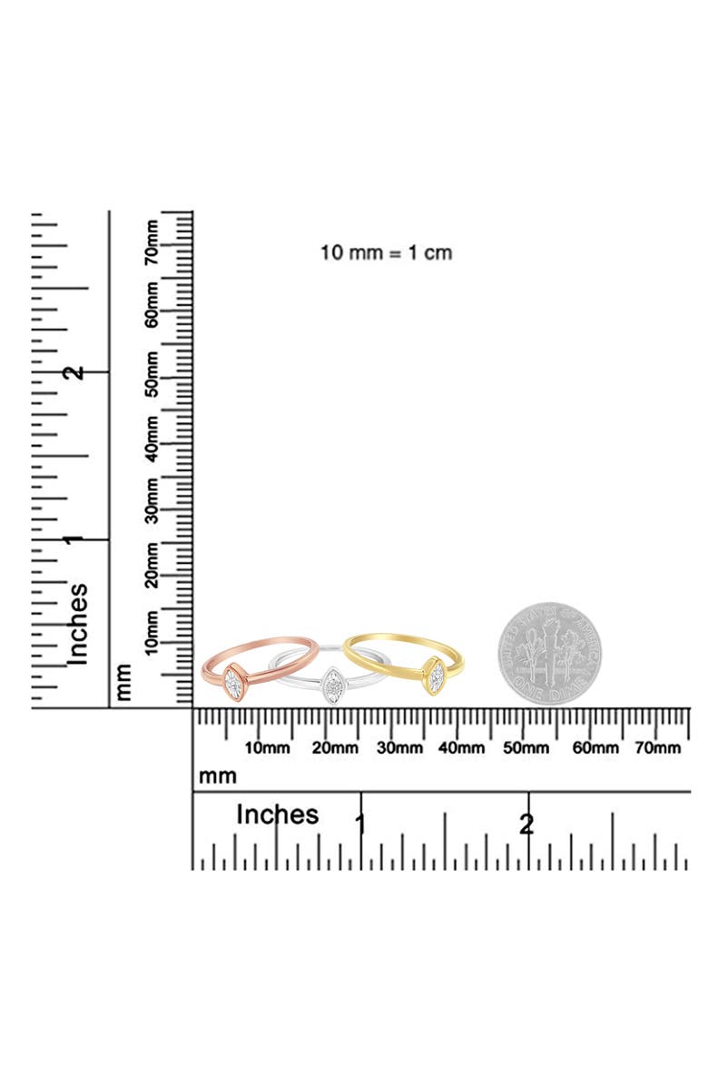 Haus of Brilliance 14K Gold Over Silver 1/6 Ctw Diamond Marquise Shape Stackable Promise Ring Set, Alternate, color, Yellow Gold Over Silver