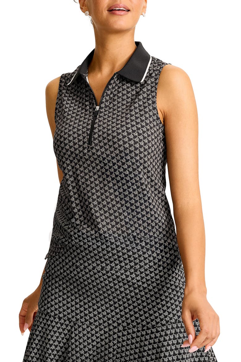 Abby Puerto Palms Half Zip Sleeveless Polo Top, Alternate, color, BLACK