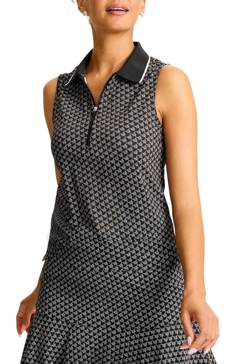 Tommy Bahama Abby Puerto Palms Half Zip Sleeveless Polo Top, Alternate, color, Black