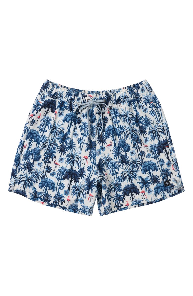 SAXX Oh Buoy 2N1 5-Inch Volley Swim Trunks, Alternate, color, Palm Mix White Sand