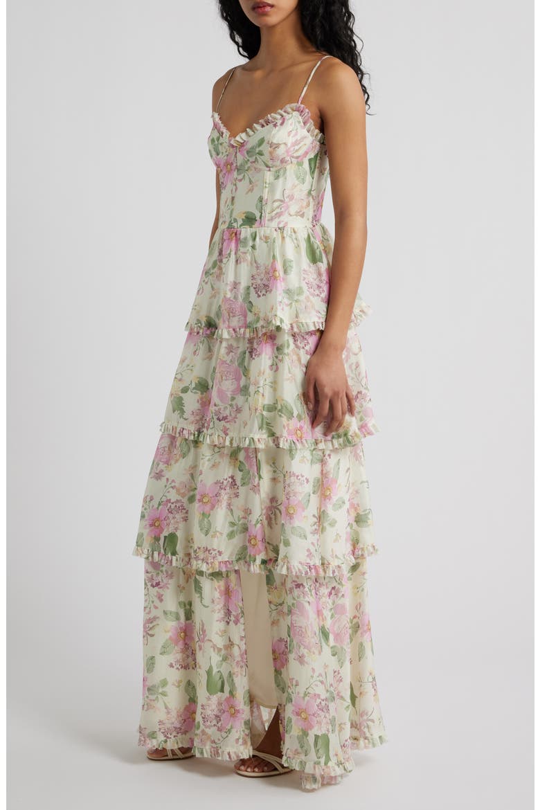 Guinevere Tiered Dress, Alternate, color, IVORY FLORAL