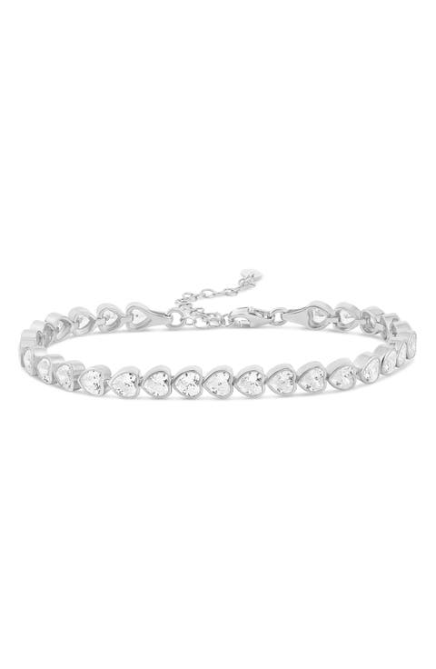 Cubic Zirconia Heart Tennis Bracelet