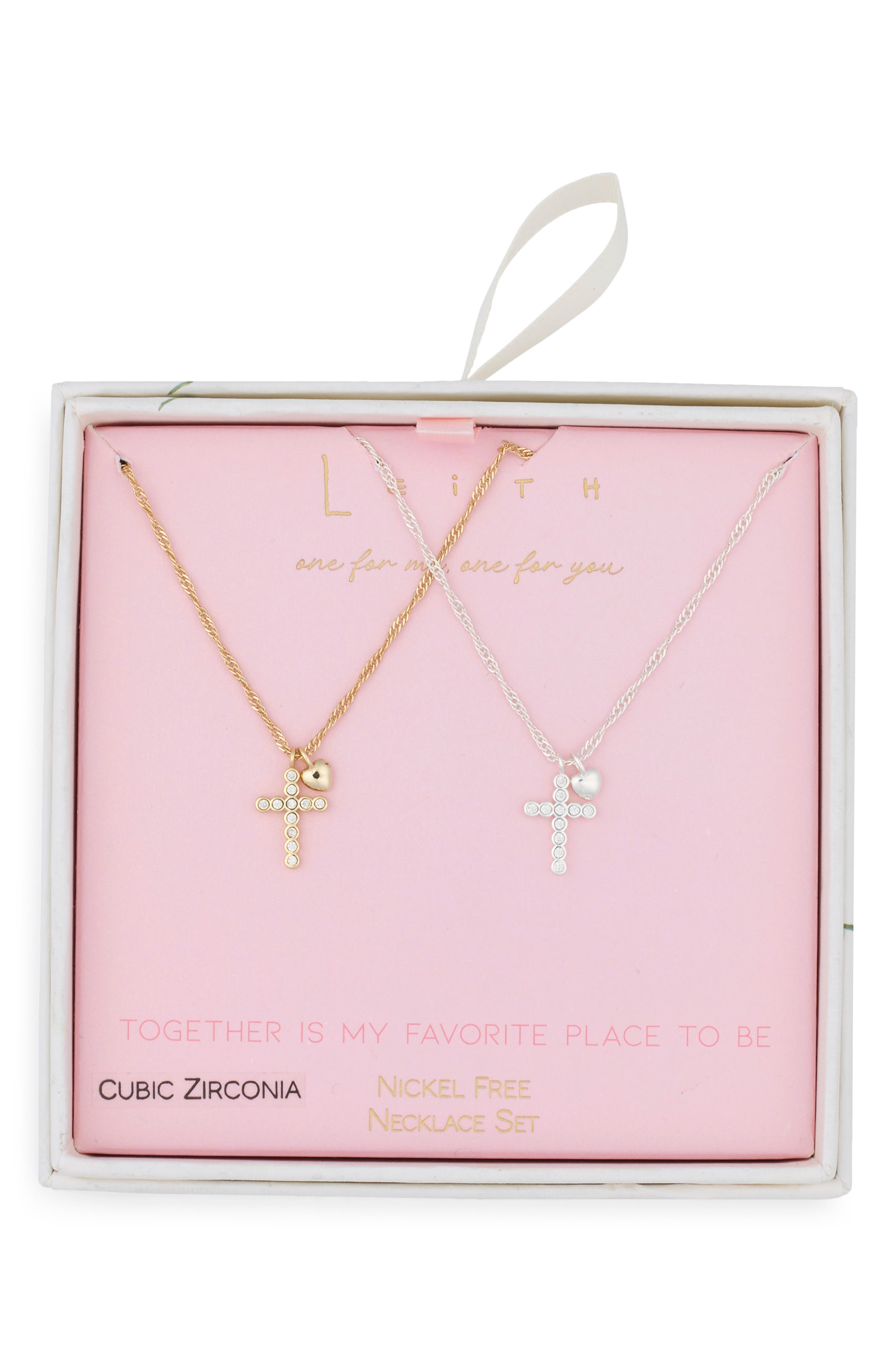 Leith Together Is My Favorite Place To Be Set of 2 Cross Pendant Necklaces