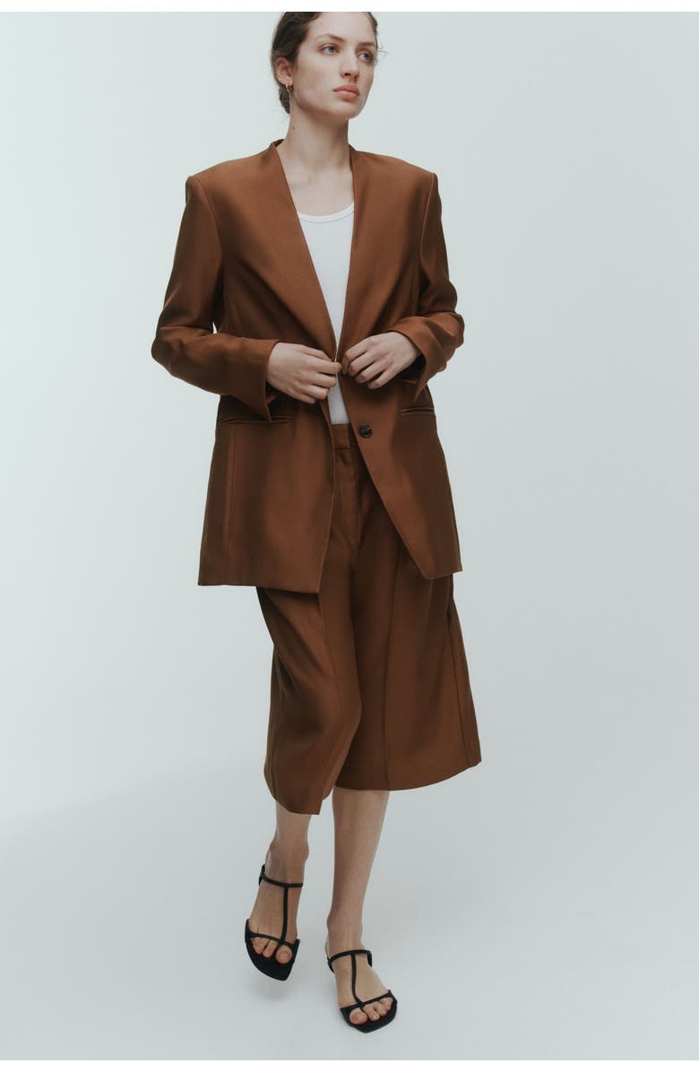 H&M Lapelless Blazer, Alternate, color, Brown