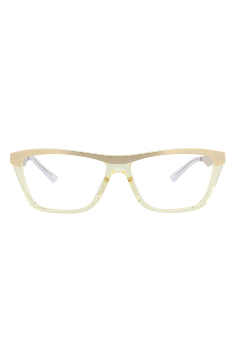 Bottega Veneta 57mm Rectangular Optical Glasses, Main, color, Gold Gold Transparent
