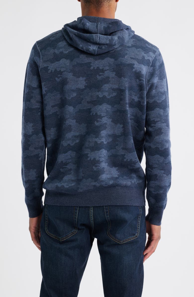 Peter Millar Camouflage Reversible Merino Wool Hoodie Sweatshirt, Alternate, color, Blue Haze