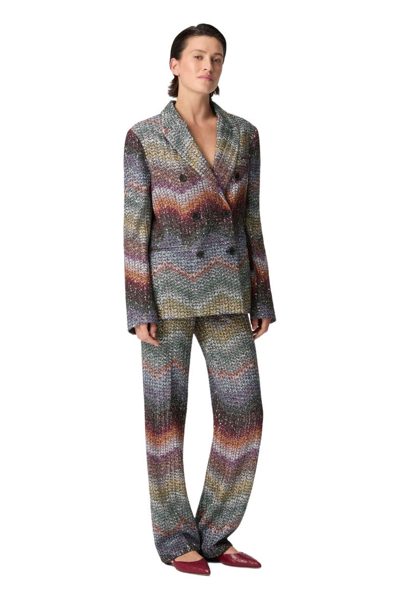 Double-breasted Blazer In Viscose Lamé With Sequins, Main, color, Multicoloured