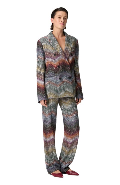 Double-breasted Viscose Lamé Blazer With Sequins