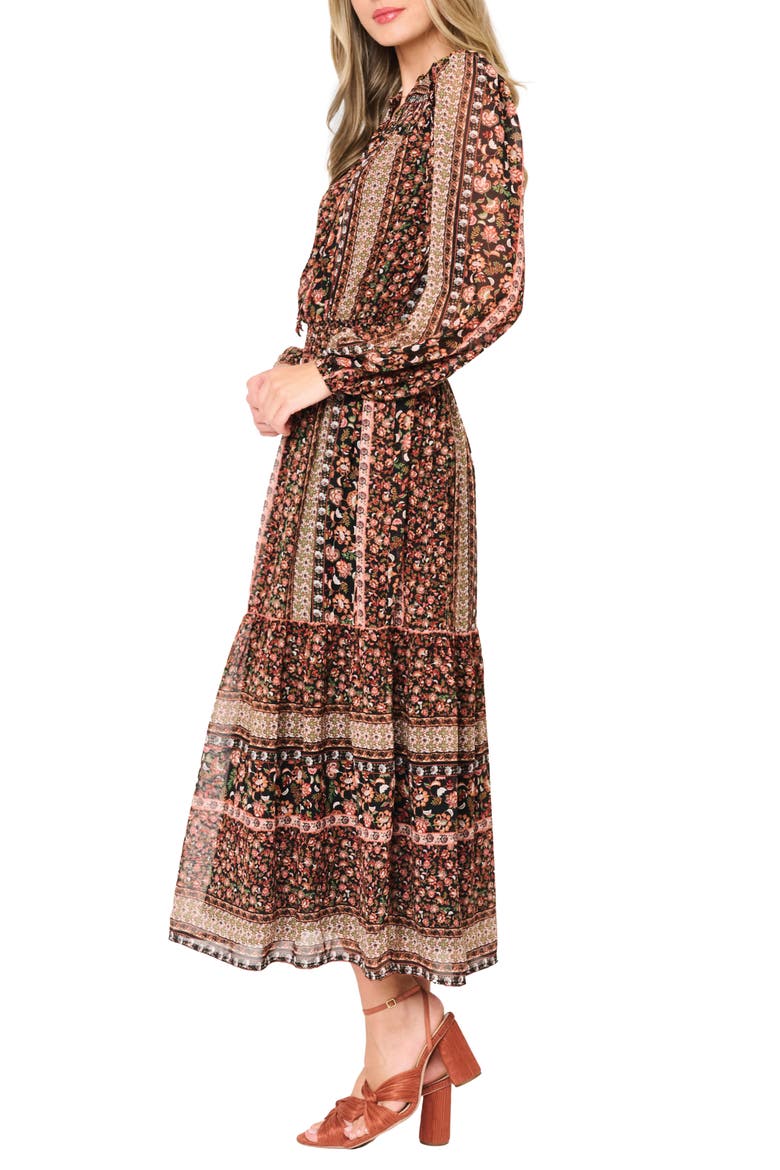 The Leyla Floral Print Long Sleeve Maxi Dress, Alternate, color, MULTI SPICE BORDER PRINT