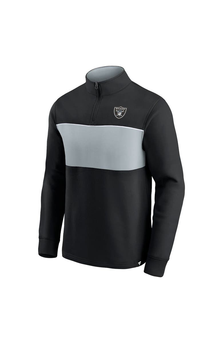 FANATICS Men's Fanatics Branded Black/Silver Las Vegas Raiders Block Party Quarter-Zip Jacket, Alternate, color, Black