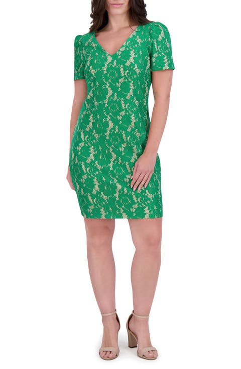 Short Sleeve Lace Sheath Dress