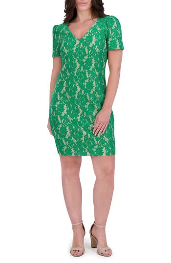 Kensie Short Sleeve Lace Sheath Dress