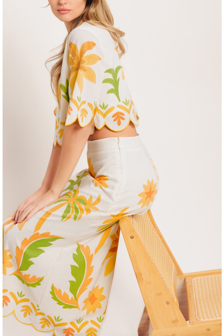 Printed Cotton Blend Midi Skirt, Alternate, color, IVORY
