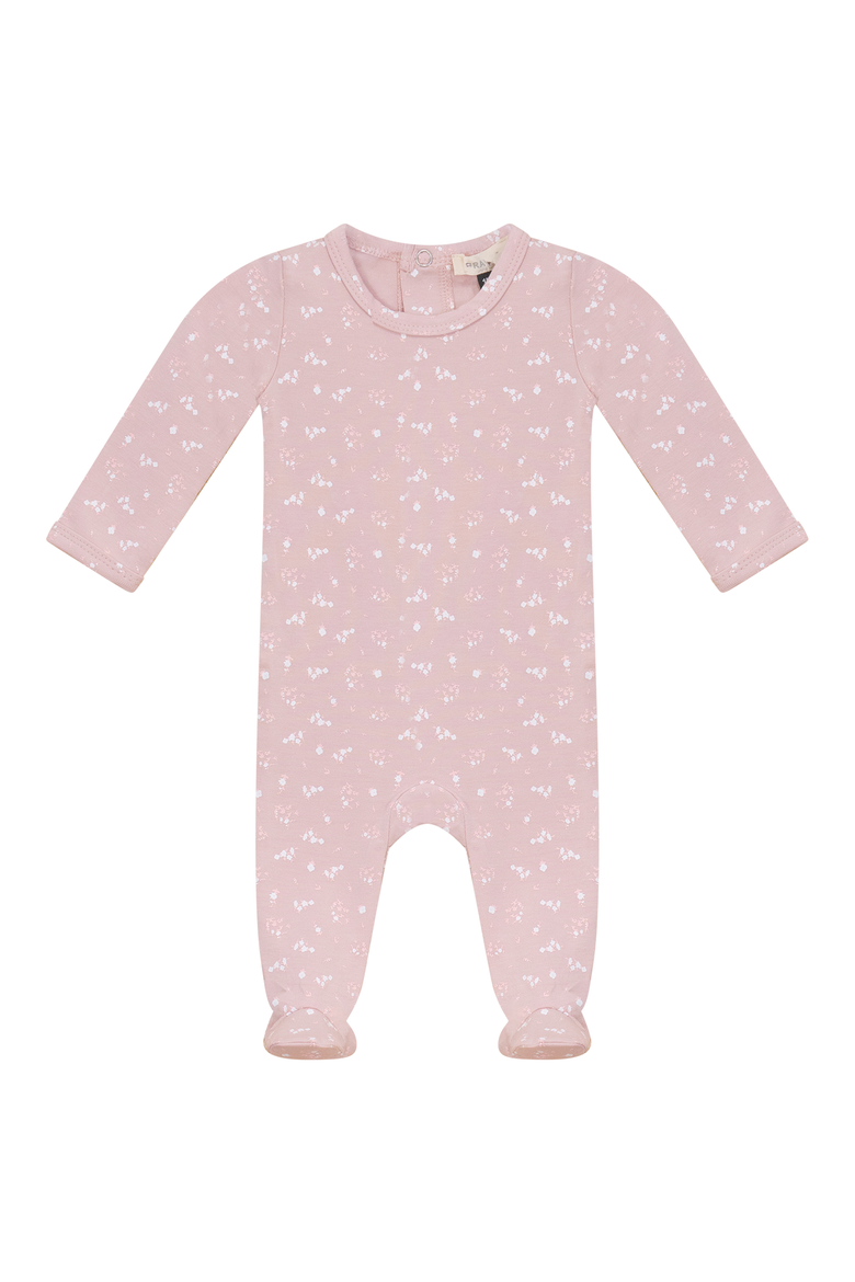 Floral Print Romper with Matching Printed Hat, Main, color, Petal