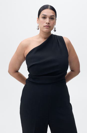 One-Shoulder Drape Jumpsuit