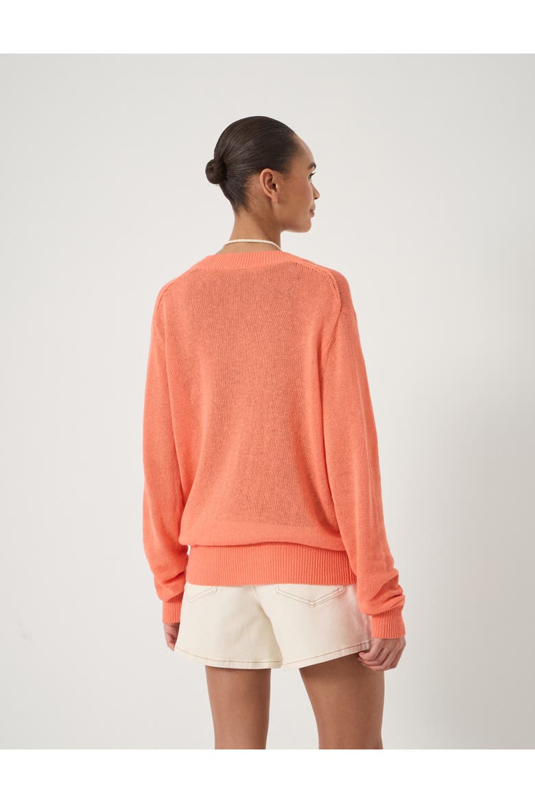 Coralie Linen Blend V-Neck Jumper, Alternate, color, Dusty Orange