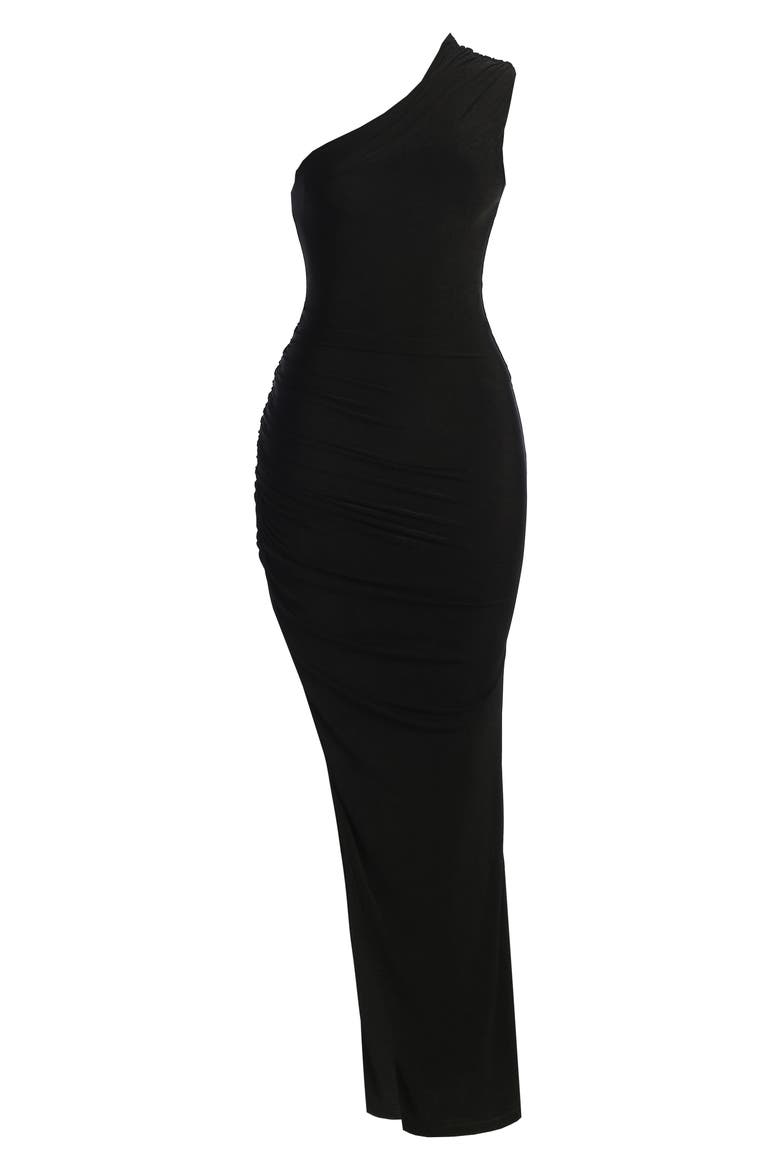 Eden One-Shoulder Maxi Dress, Alternate, color, BLACK