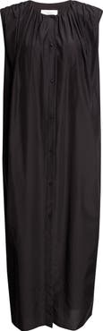 LOULOU DE SAISON Cara Gathered Sleeveless Cotton & Silk Voile Shirtdress