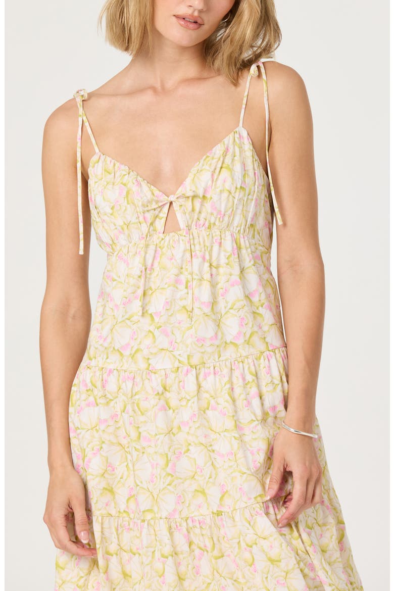 Tie Strap Tiered Maxi Dress, Alternate, color, YELLOW FLORAL