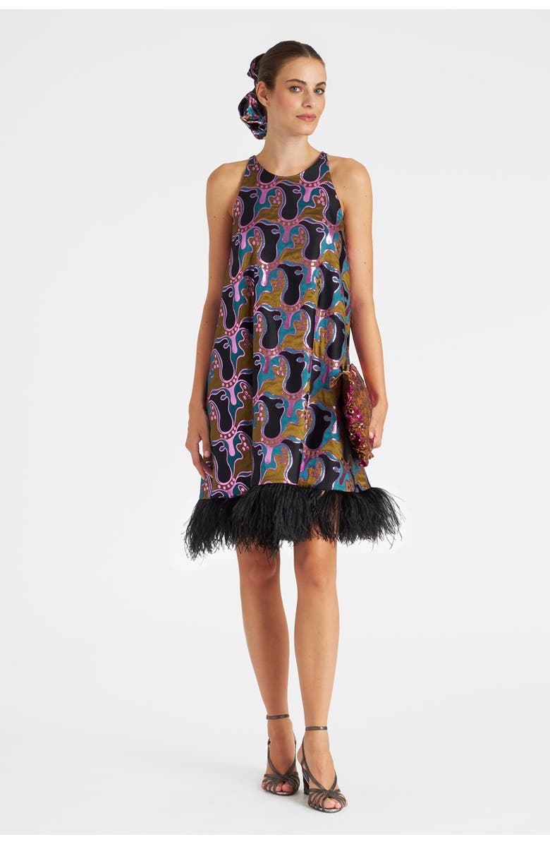 La DoubleJ La Fenice Mini Dress Spritz Blue Petrol, Main, color, Spritz Blue Petrol