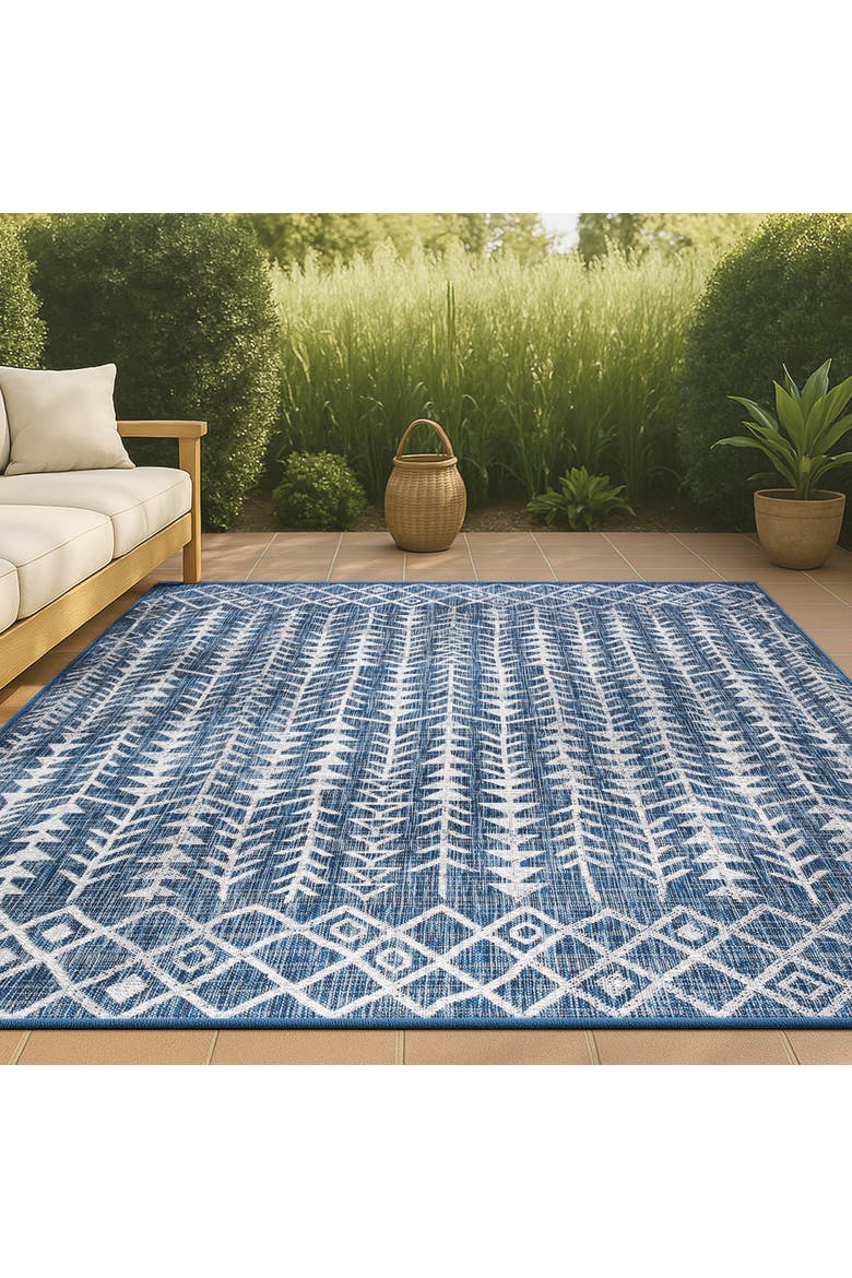 Tokay Bohemian Geometric Indoor/Outdoor Area Rug, Alternate, color, Blue/Ivory