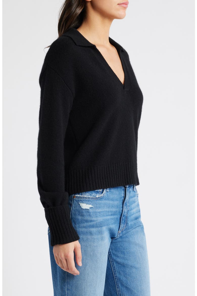 Maxie Cashmere Polo Sweater, Alternate, color, BLACK