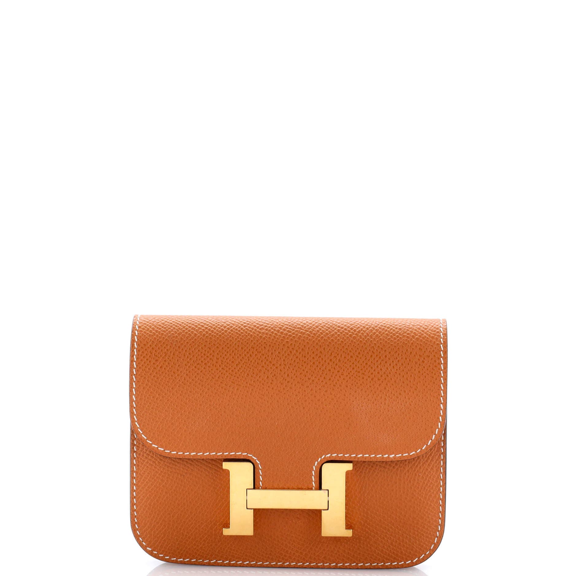 Pre-Owned Hermes Constance Slim Wallet Epsom, Main, color, Toffee