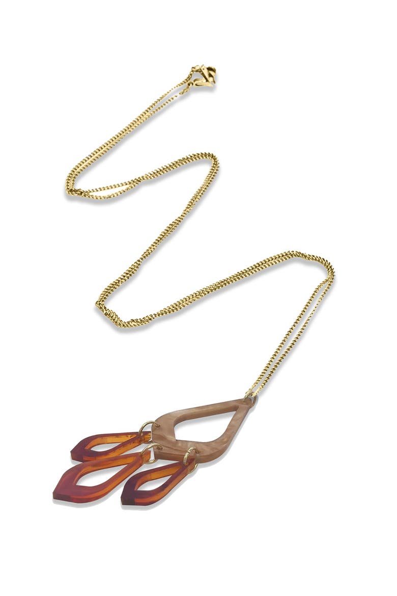 Feather Drop Pendant - Caramel Swirl & Tortoiseshell, Alternate, color, Caramel Swirl & Tortoiseshell