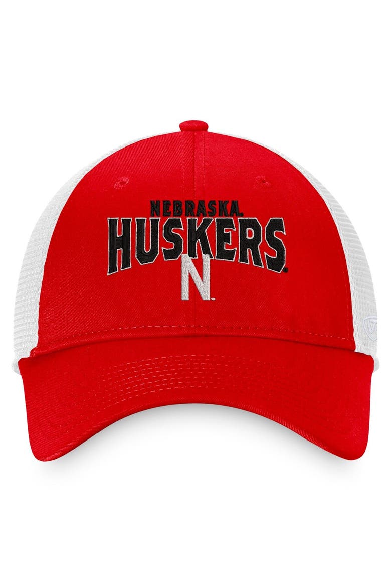 Men's Top of the World Scarlet/White Nebraska Huskers Breakout Trucker Snapback Hat, Alternate, color, Scarlet