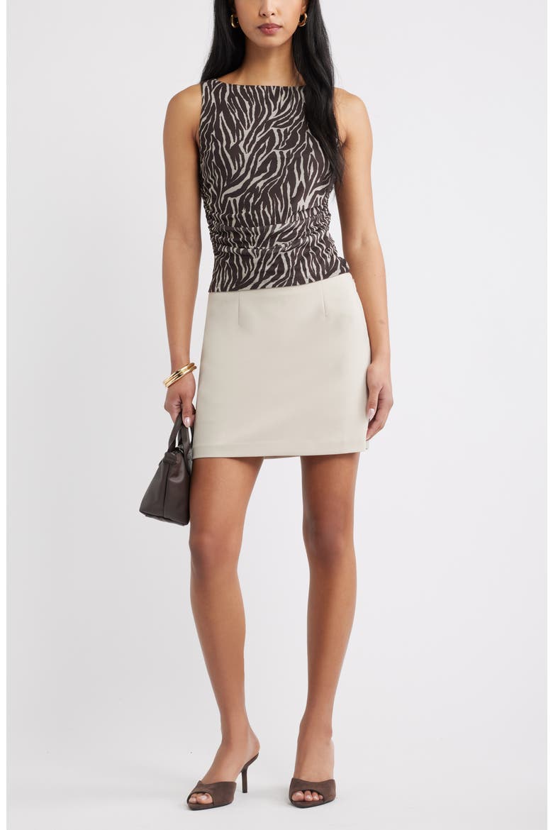 Ruched Mesh Tank, Alternate, color, BROWN ANIMAL STRIPES