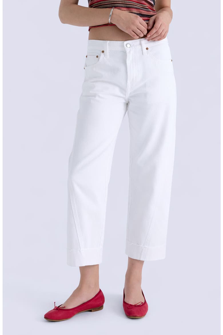 Kacey Cuffed Mid Rise Boyfriend Jeans, Main, color, OPTIC WHITE