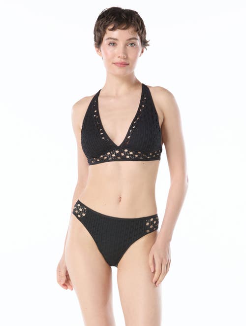 Carmen Marc Valvo Crochet Halter Bikini Top