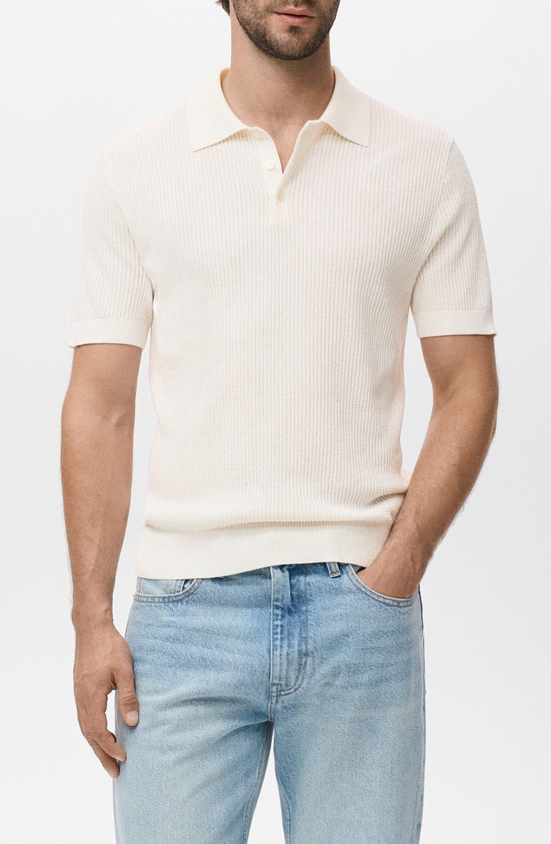 MANGO Ribbed Polo Sweater, Main, color, Off White