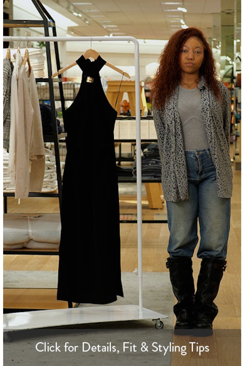 Pleated Mock Neck Midi Dress video