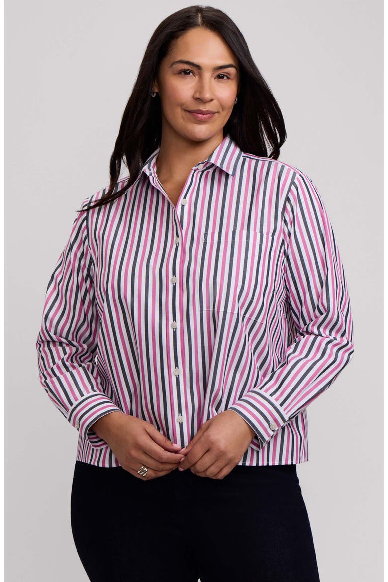 Jodie Stripe Cotton Button-Up Shirt, Alternate, color, POMEGRANATE RED/ MULTI