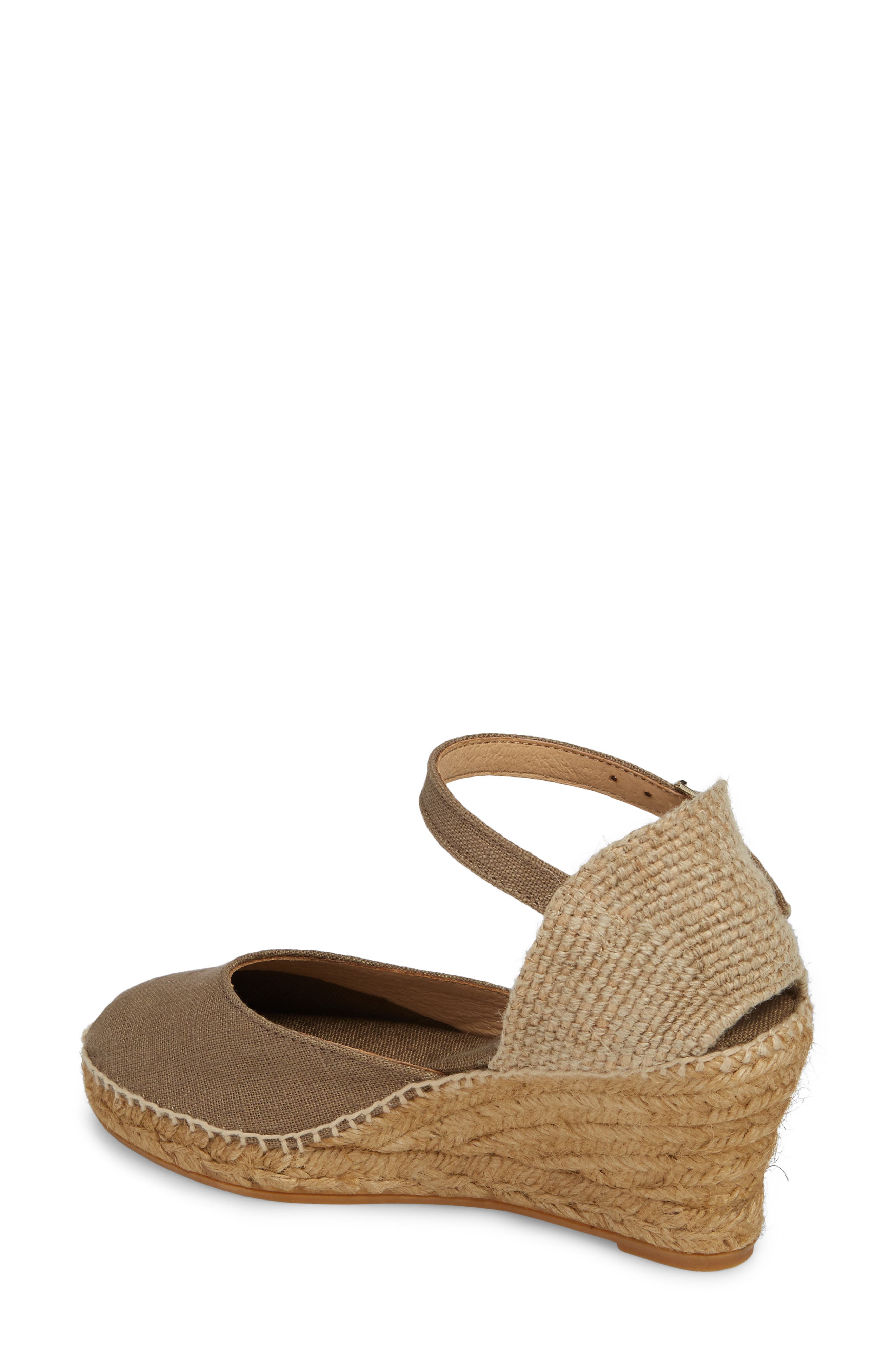 'Caldes' Linen Wedge Sandal, Alternate, color, TAUPE FABRIC