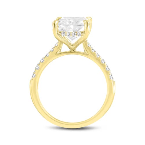 Luvmyjewelry Bayan 14k Yellow Gold Radiant Cut Lab Grown Diamond Hidden Halo Engagement Ring
