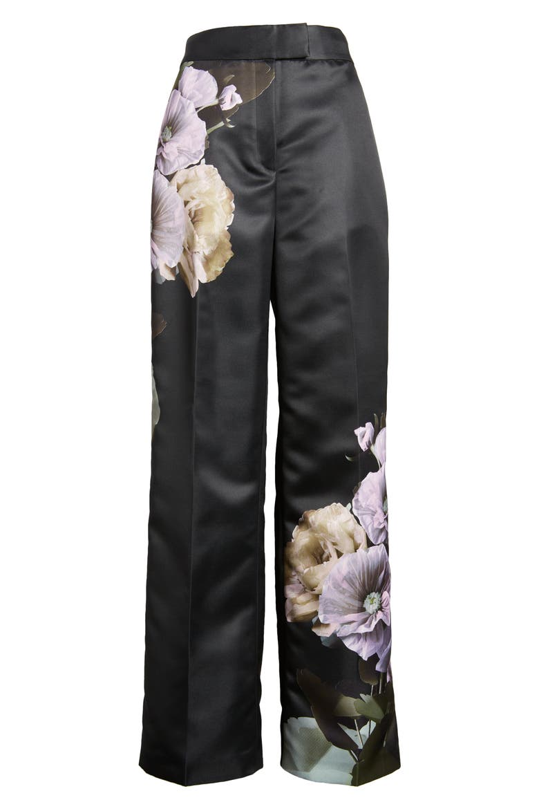 Nayaat Floral High Waist Wide Leg Trousers, Alternate, color, BLACK