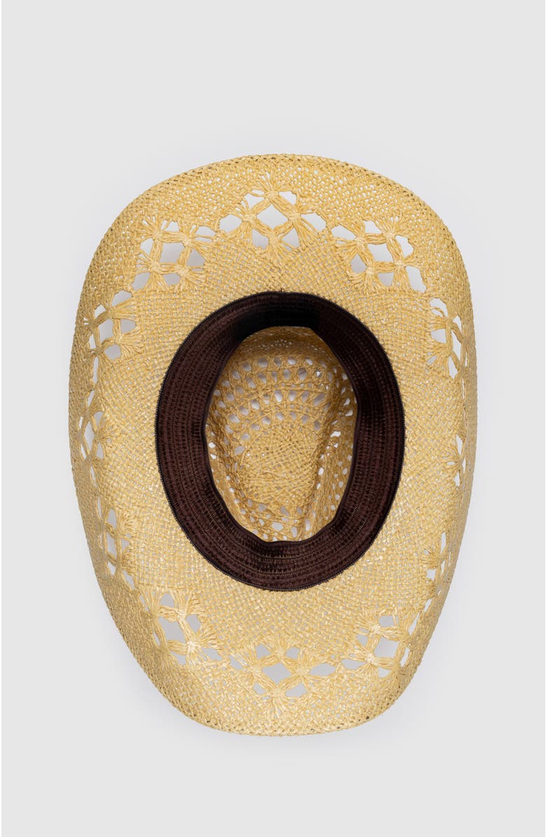Manela Twister Canyon  Handwoven Straw Sun Hat - Bohemian Summer Cowboy Hat, Alternate, color, Ochre  / Brown