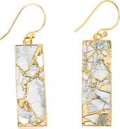 SAACHI 18K Gold Plated Mojave Turquoise Rectangle Drop Earrings