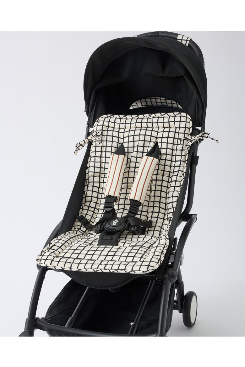 Stroller Party Seat Liner & Strap Covers, Alternate, color, Black Grid