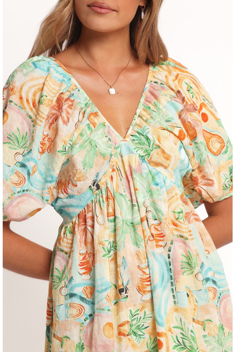 Cadhla Print Cotton Blend Minidress, Alternate, color, GOLDEN PALM